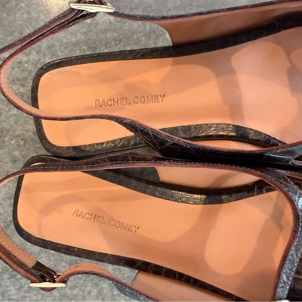 Rachel Comey | Womens Brown Croc-Embossed Slingback Sandals - Never Worn - Picture 7 of 8